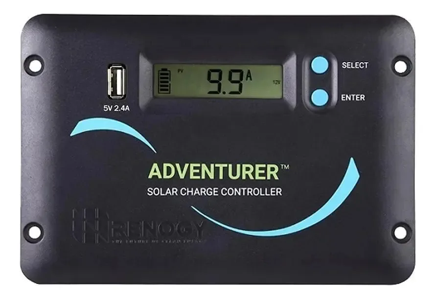 Renogy - Driver de carregamento solar PWM de 30 A, 12 V/24 V, com display LCD, design de montagem embutido e aterramento negativo, compatível com baterias seladas, de gel, inundadas e de lítio,...