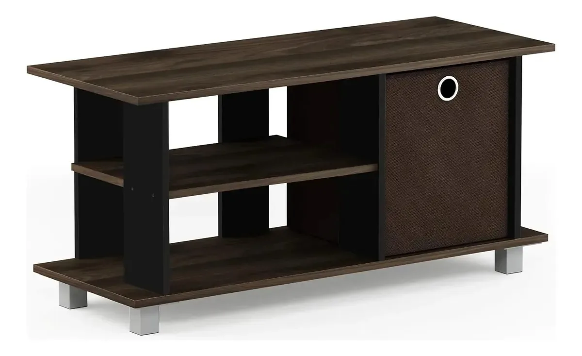 Armário de TV simplista Furinno para casa marrom escuro