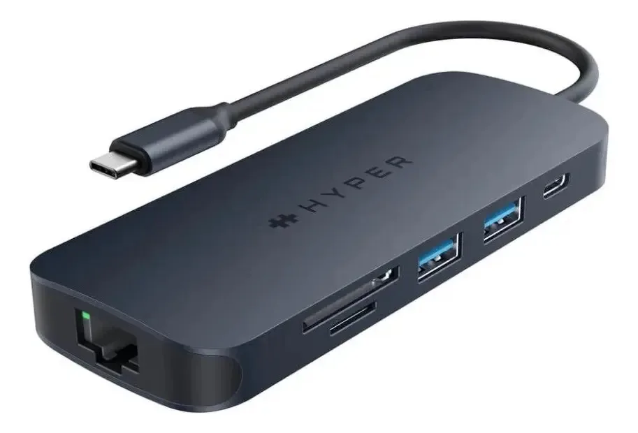 Hub multiporta USB C 8x1, rj45 Micro Sd Hdmi Usb A Usb C preto