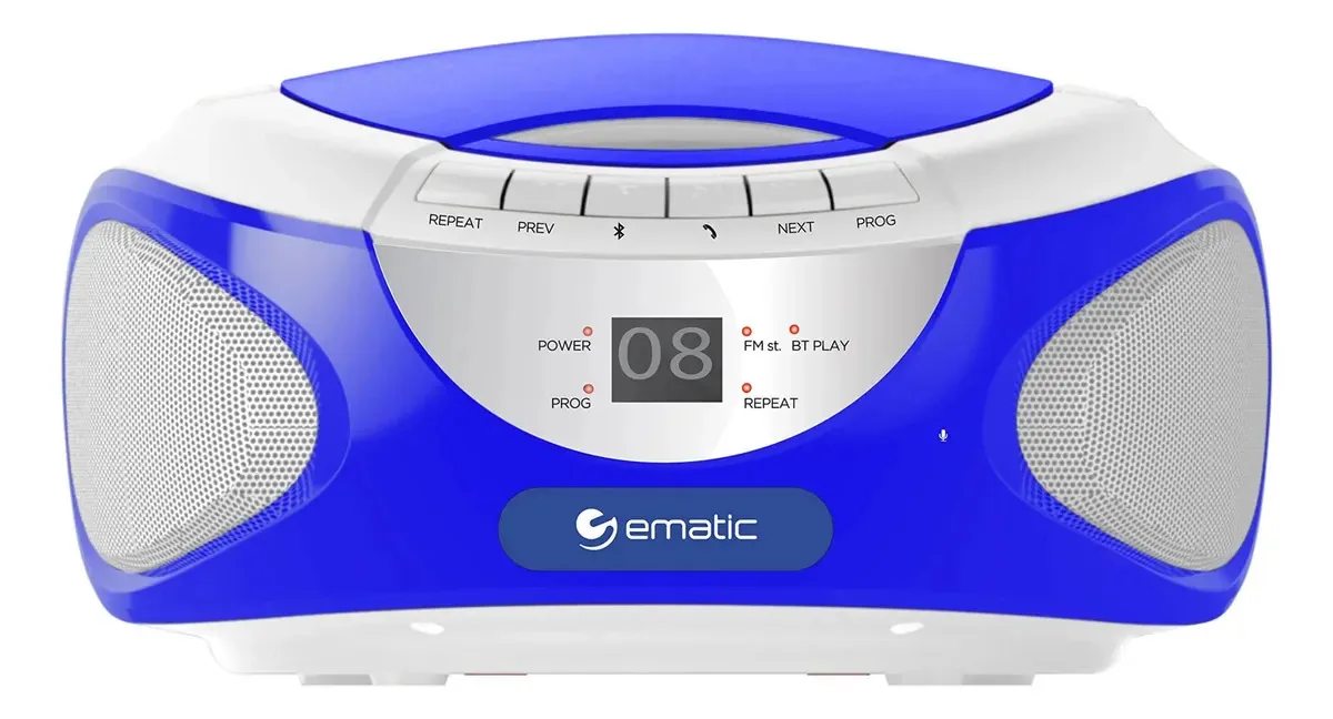 Cassete de rádio Ematic Ebb9224bk com CD e Bluetooth (vermelho)