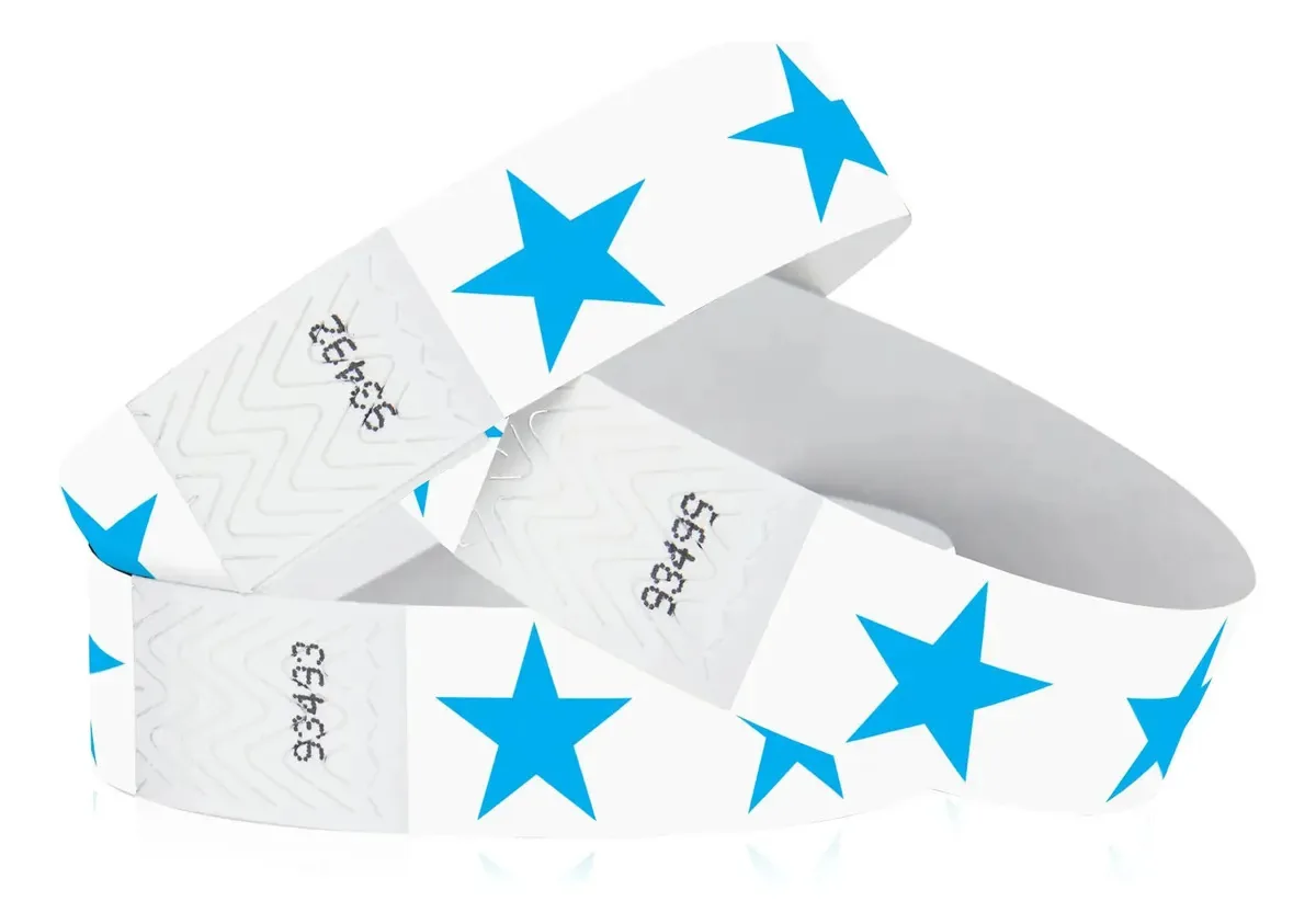 500 pulseiras Tyvek Blue Star da Wristco para evento