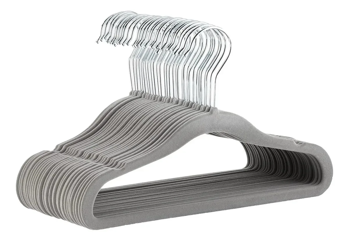 Cabides de veludo para roupas de bebê, cinza, pacote de 30, cinza