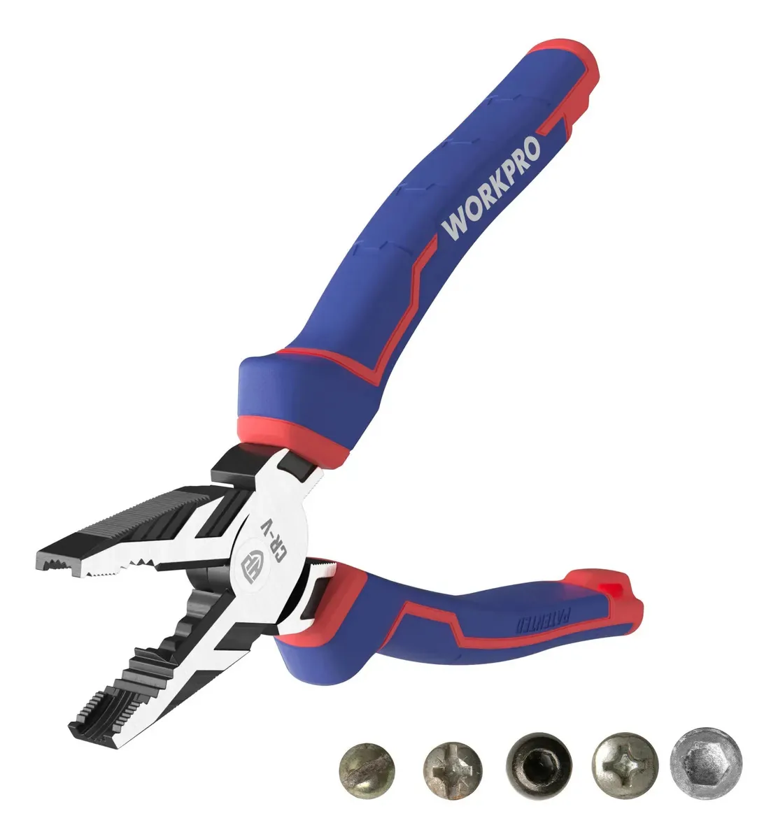 Alicates Extractores De Tornillos Workpro Linesman Pro De 8 (alicates Combinados) Con Antideslizantes Exclusivas, Herramienta Para Extraer Tornillos Estropeados, Alicates De Electricista