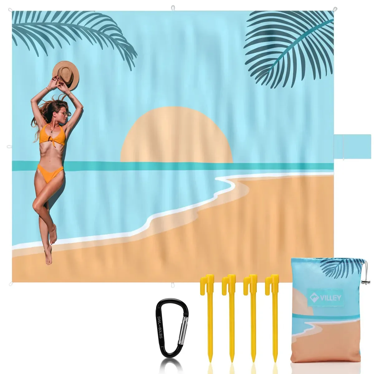 VILLEY Manta de Praia Extra Grande com Bolsa de Armazenamento