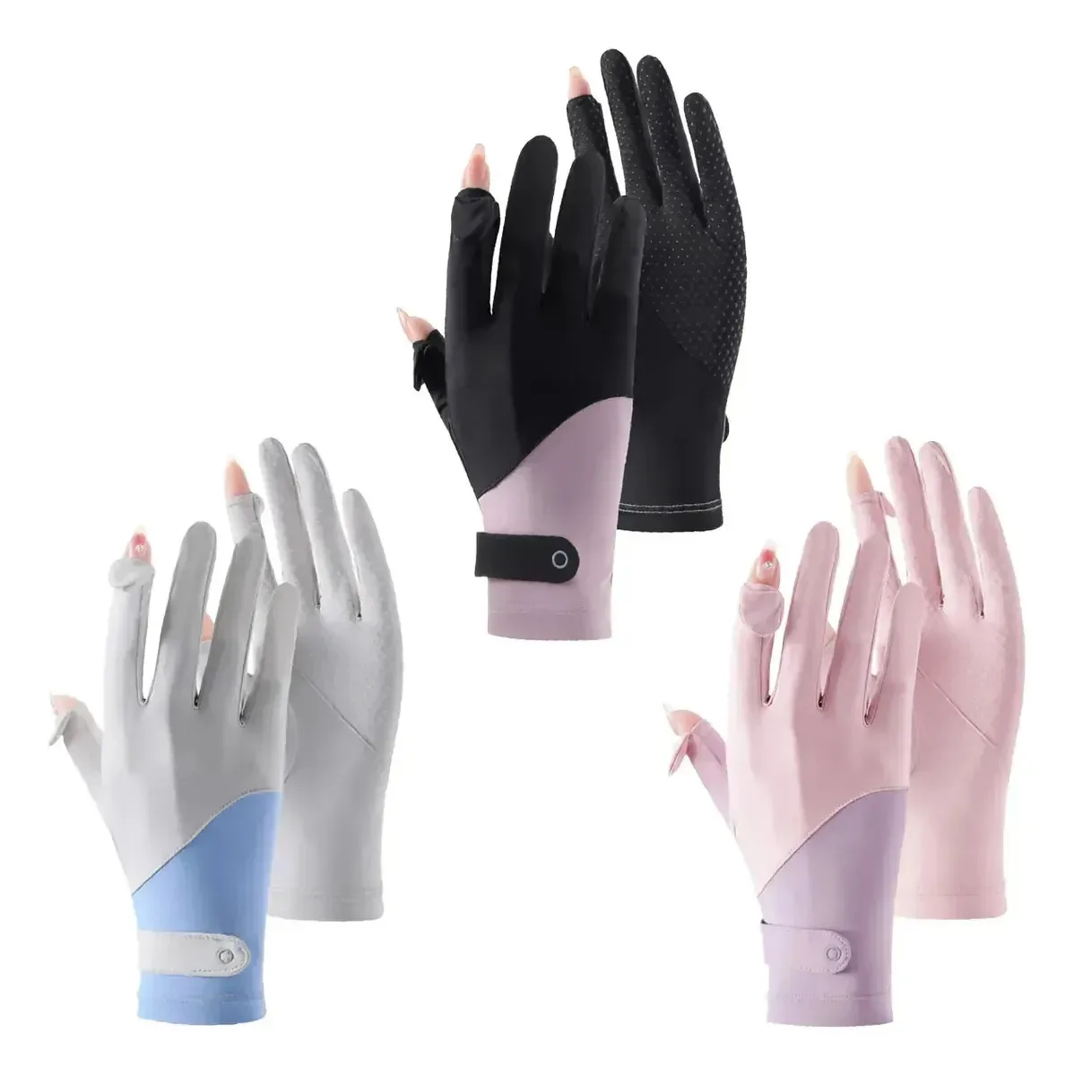 Zeruvino guantes para sol 3 Cores Único luvas femininas, luvas pretas