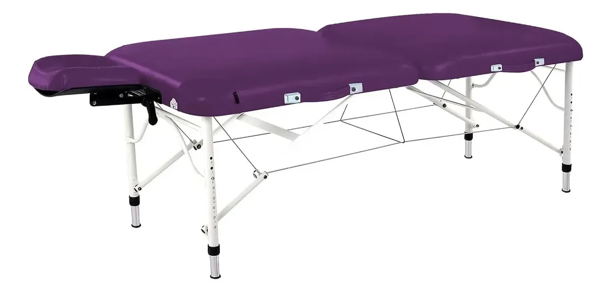 Mesa de massagem portátil e ajustável com almofada viscoelástica