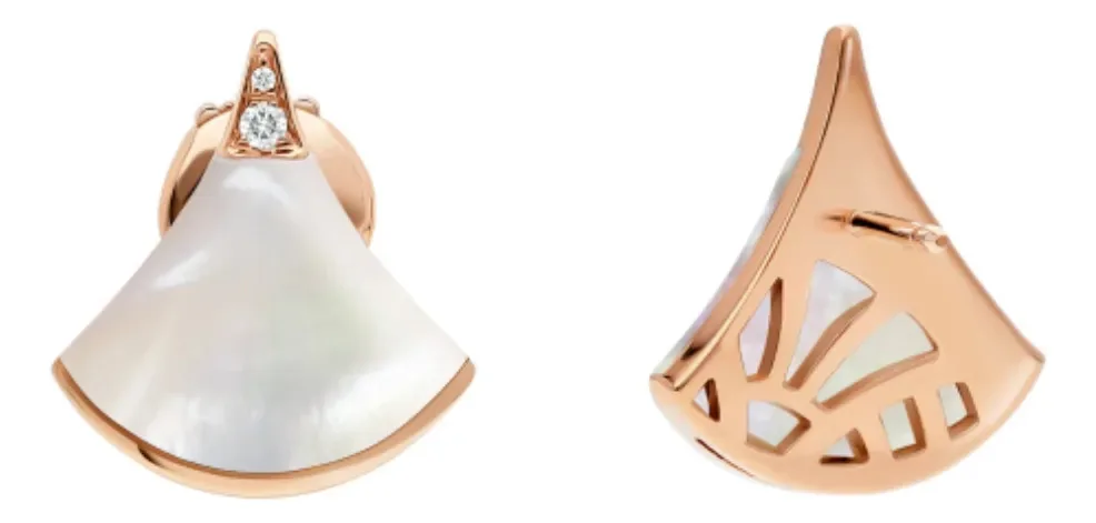 Brincos pendentes Bulgari Diamond em forma de leque, brincos verdes Pl