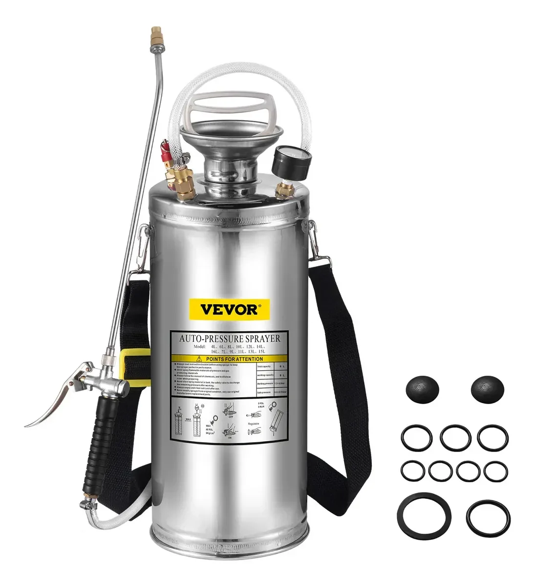 Bomba de pulverização por aspersão Vevor Fumigator 8l Silver