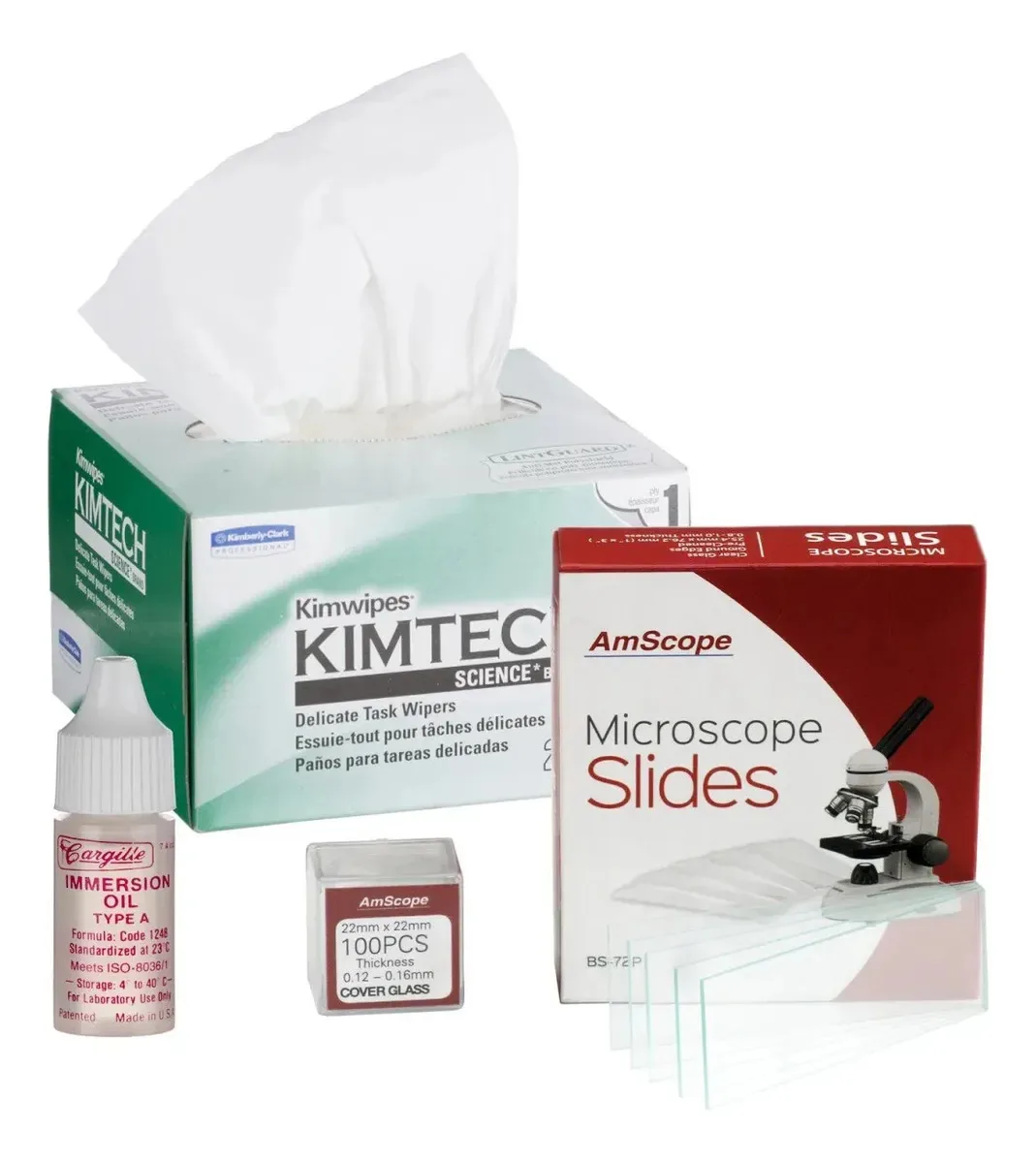 Kit de manutenção para microscópios com óleo e diapo