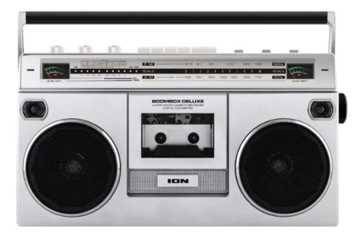 Ion Audio - Boombox com rádio AM/FM, cor prata