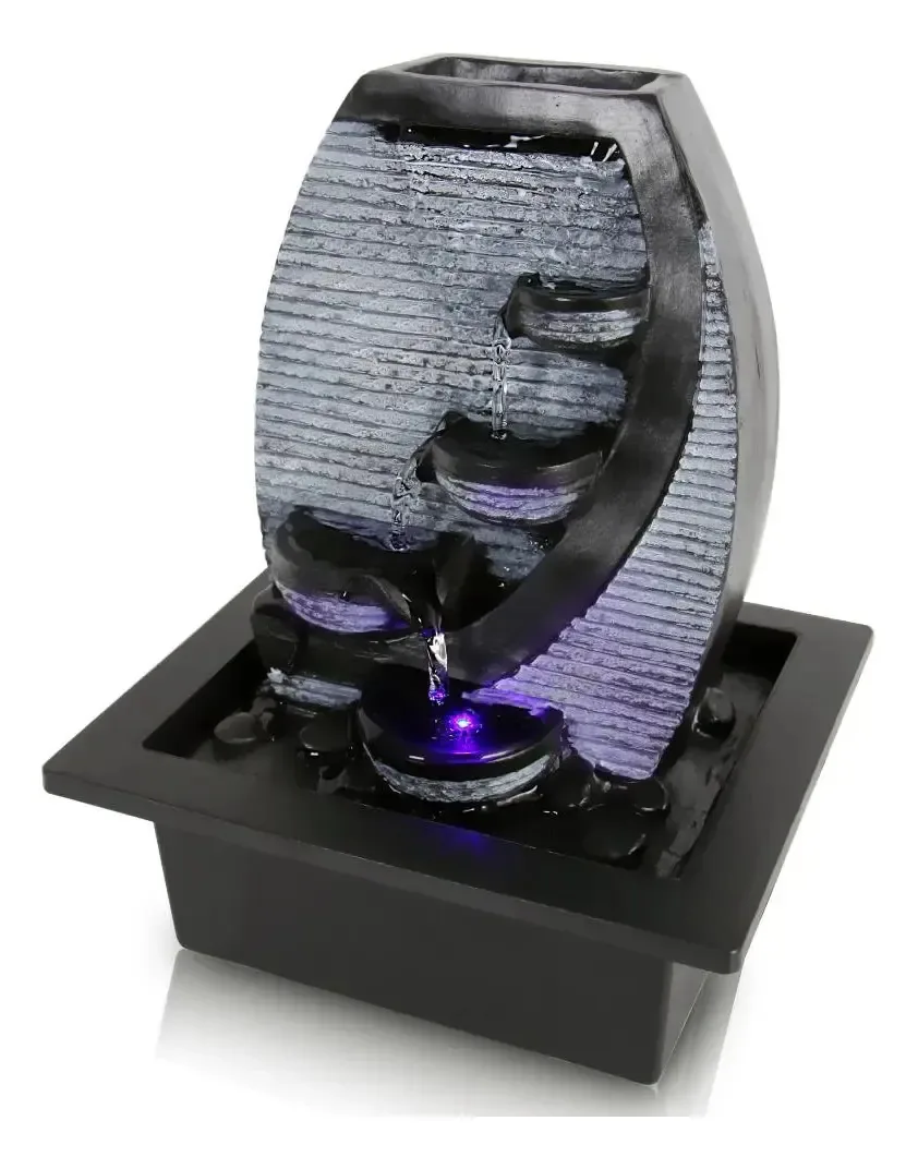 SereneLife Fuente de agua zen con luz LED - Preto