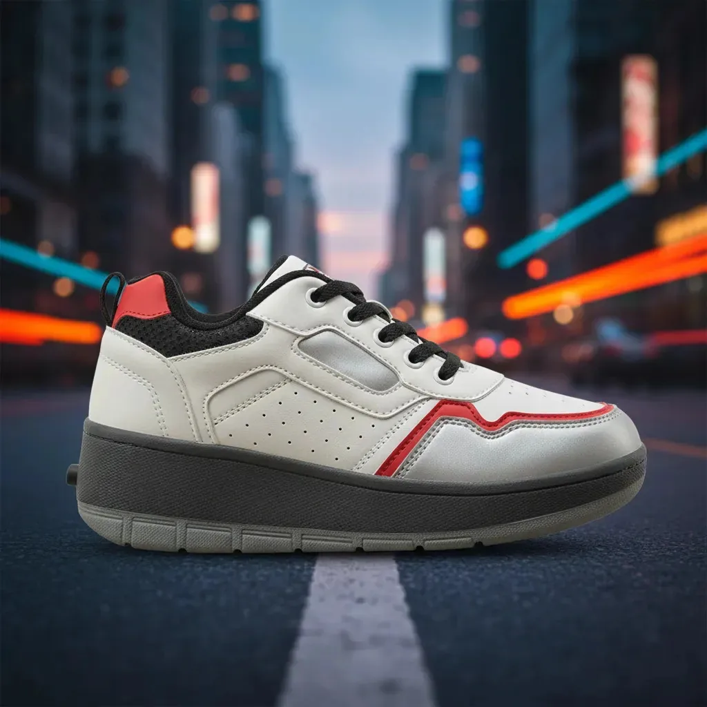 Tennis Patin Next Size 23 branco com cinza e vermelho L 25 mm branco