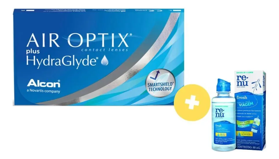 Lentes de Contato Air Optix Plus Hydraglyde para Miopia e Hipermetropia (+3,00)