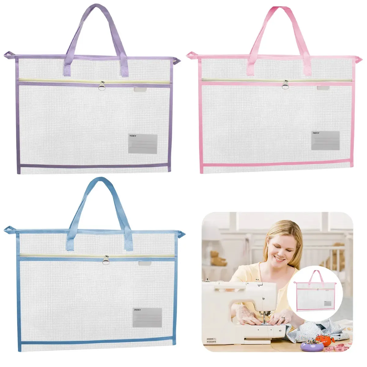 Bolsas organizadoras A3 com cremalheira para costura e arte