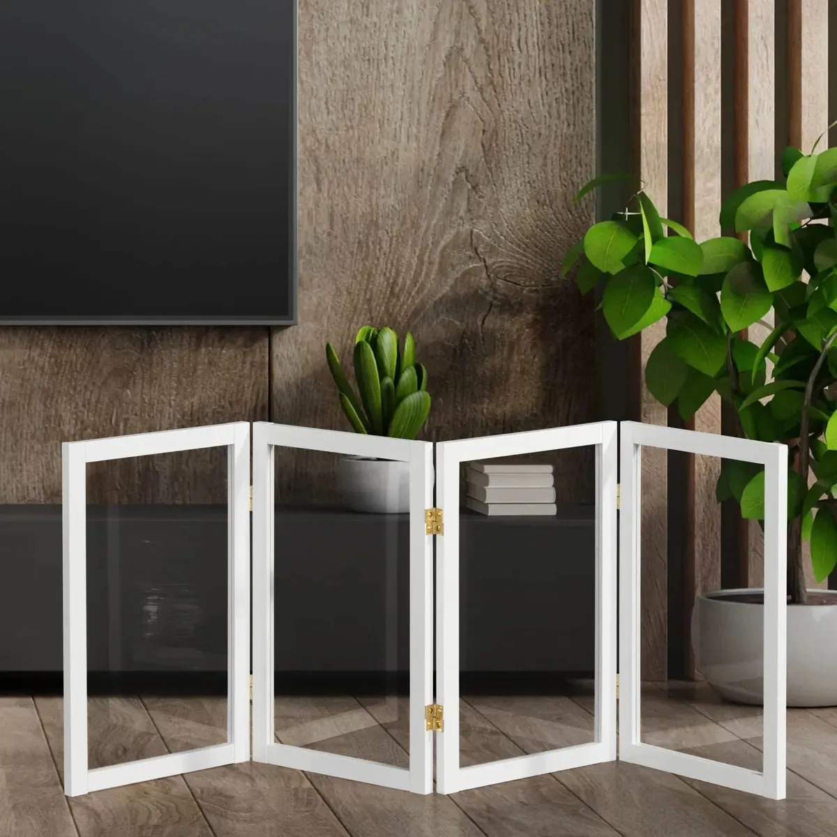 Divisória curta de plástico transparente branco de 2 pés. Cor: branco