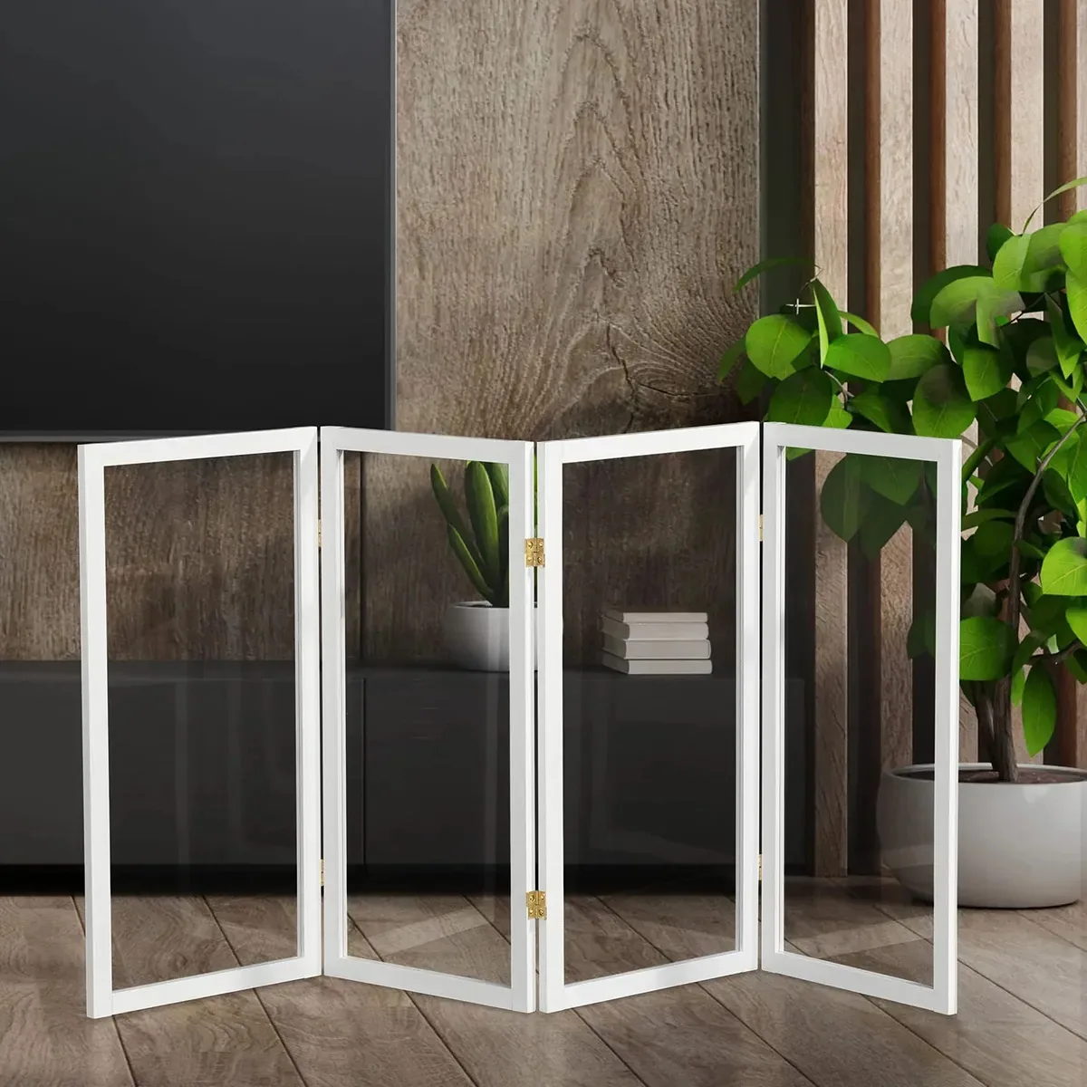 Divisória curta de plástico transparente branco de 3 pés. Madeira plástica