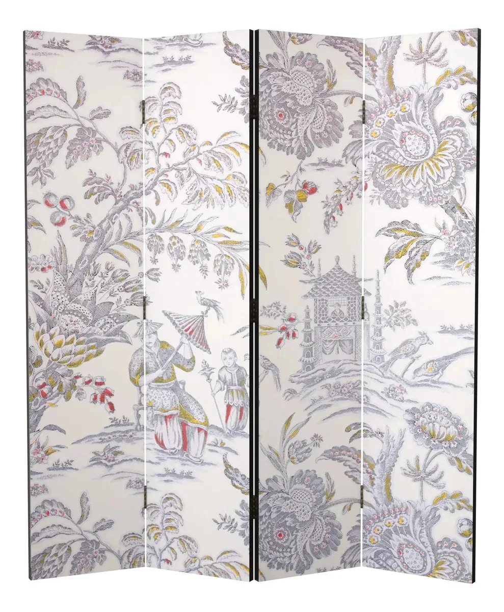 Biombo Red Lantern JCO-SCR-327 com design madeira estilo oriental branco