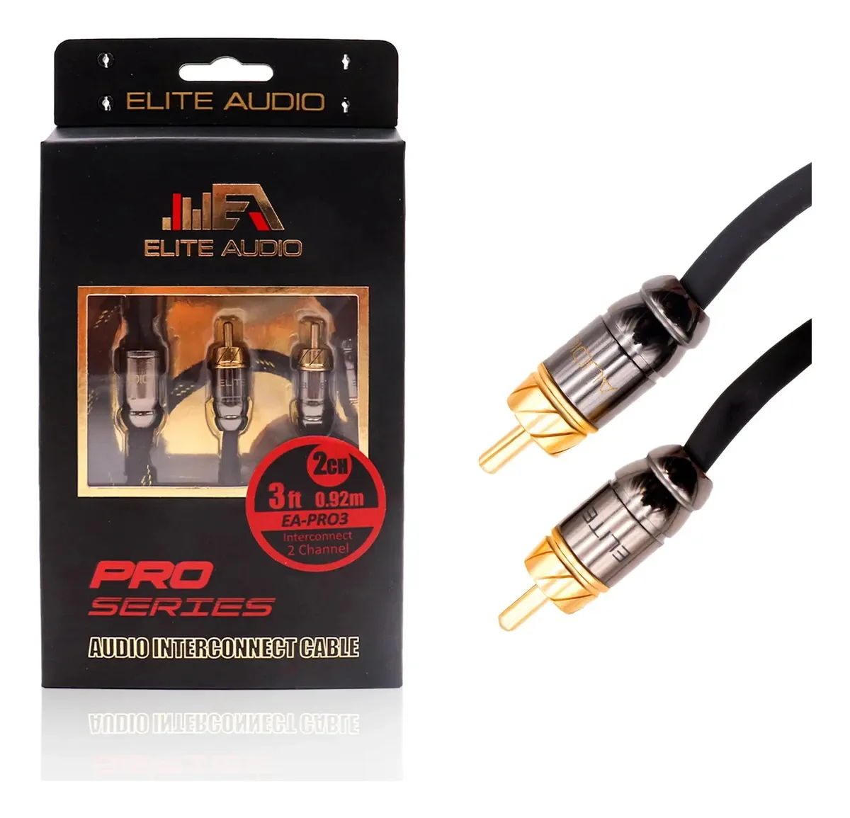 Série Elite Audio Pro de 3 pés. Cabo de áudio curto para carro