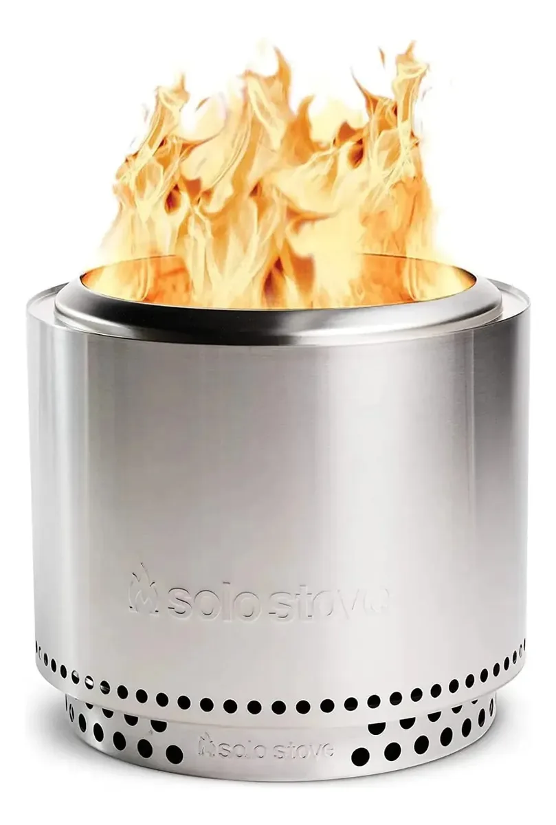 Fogão Solo Bonfire 2.0 com suporte, fogueira sem fumaça | Lareiras de madeira com cinzeiro removível, lareira externa portátil, para acampar, aço inoxidável, altura: 16,7 polegadas X