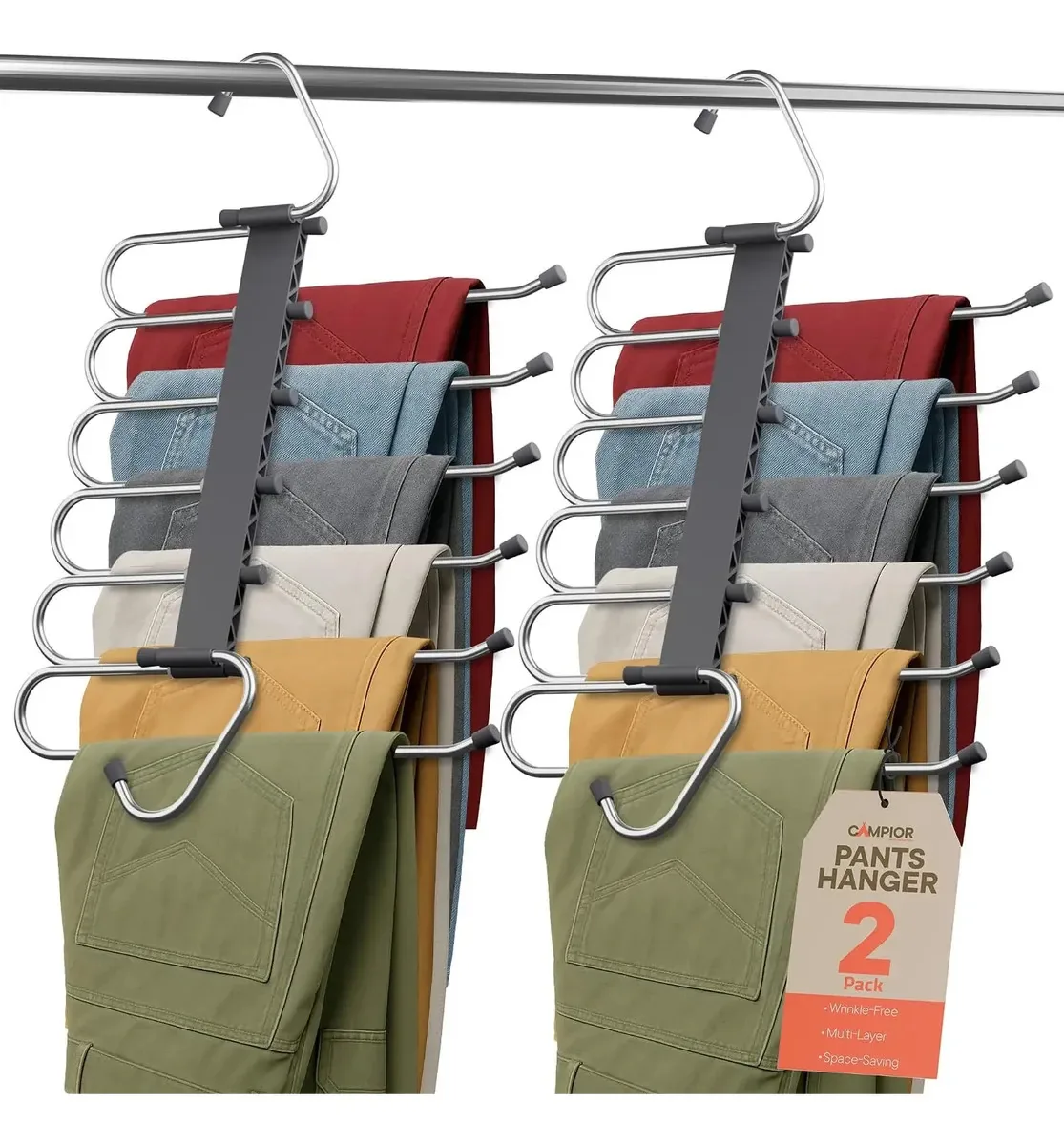 Cabides para calças que economizam espaço, pacote com 2
