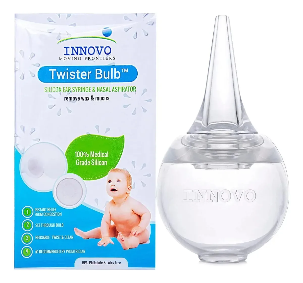 Aspirador nasal Innovotwister Bulb para bebês de cor transparente com 0 bicos