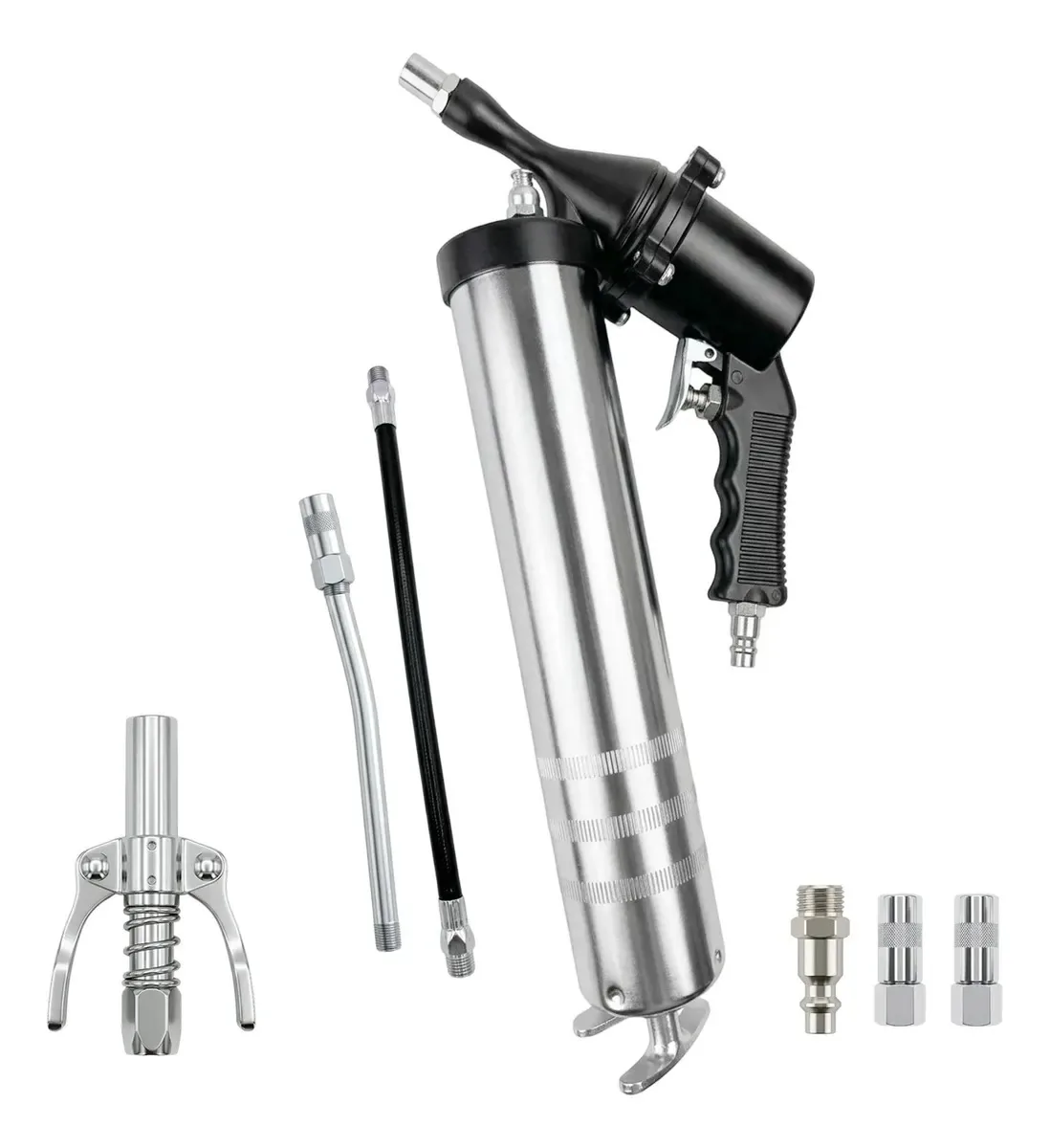 Bomba Graxa Pneumática Automática 600g Bico Rígido Flexível
