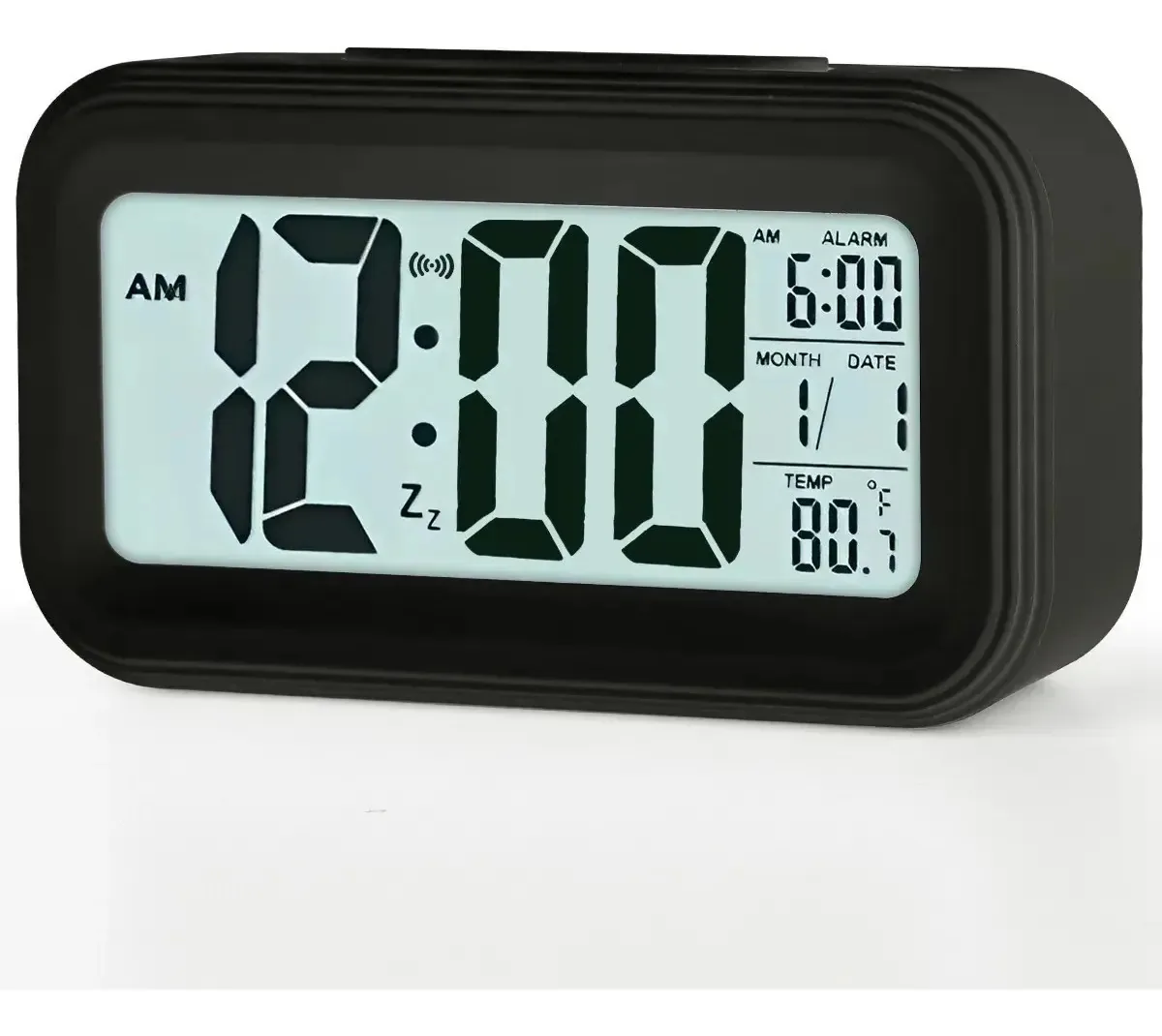 Temporizador de despertador digital Relógio inteligente Despertador eletrônico preto