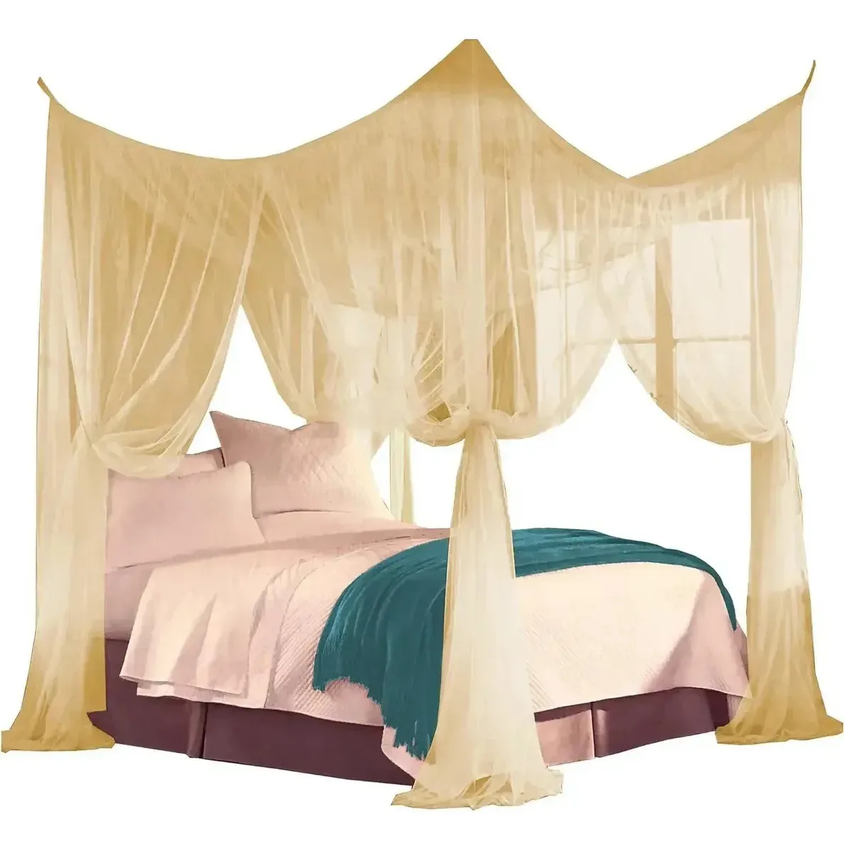 Pavilhão King Size com mosquiteiro, quatro cantos, bege