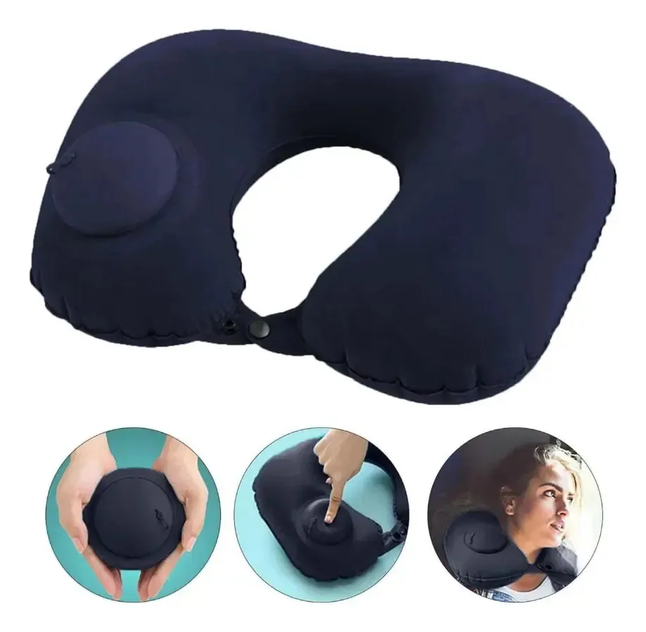 Almofada de pescoço inflável para viagens relaxantes