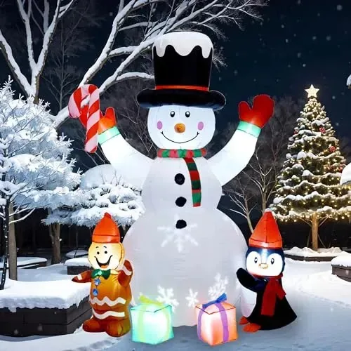 Decoraciones De Navidad, Muñeco De Nieve inflável Para Patio Navideño - 1,8 M Con Luces Led Rotativas Coloridas Integradas, Decoração inflável Para Patio Al Aire Libre Para festividades/fiestas