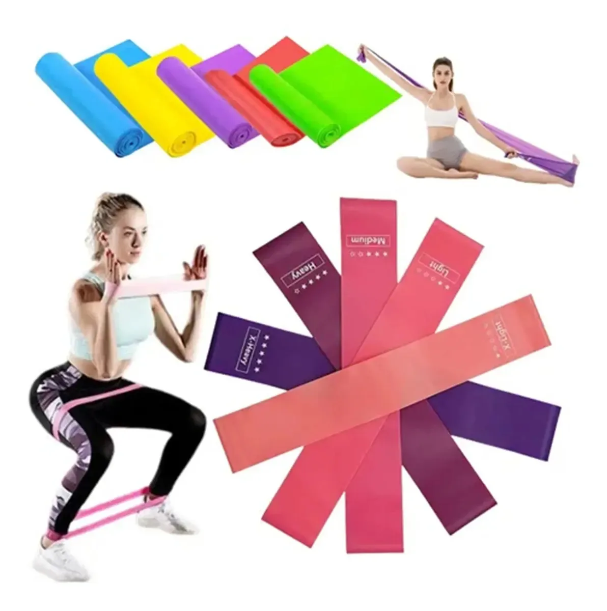10 kits de faixas de resistência, faixas elásticas para exercícios de ioga, 10 unidades