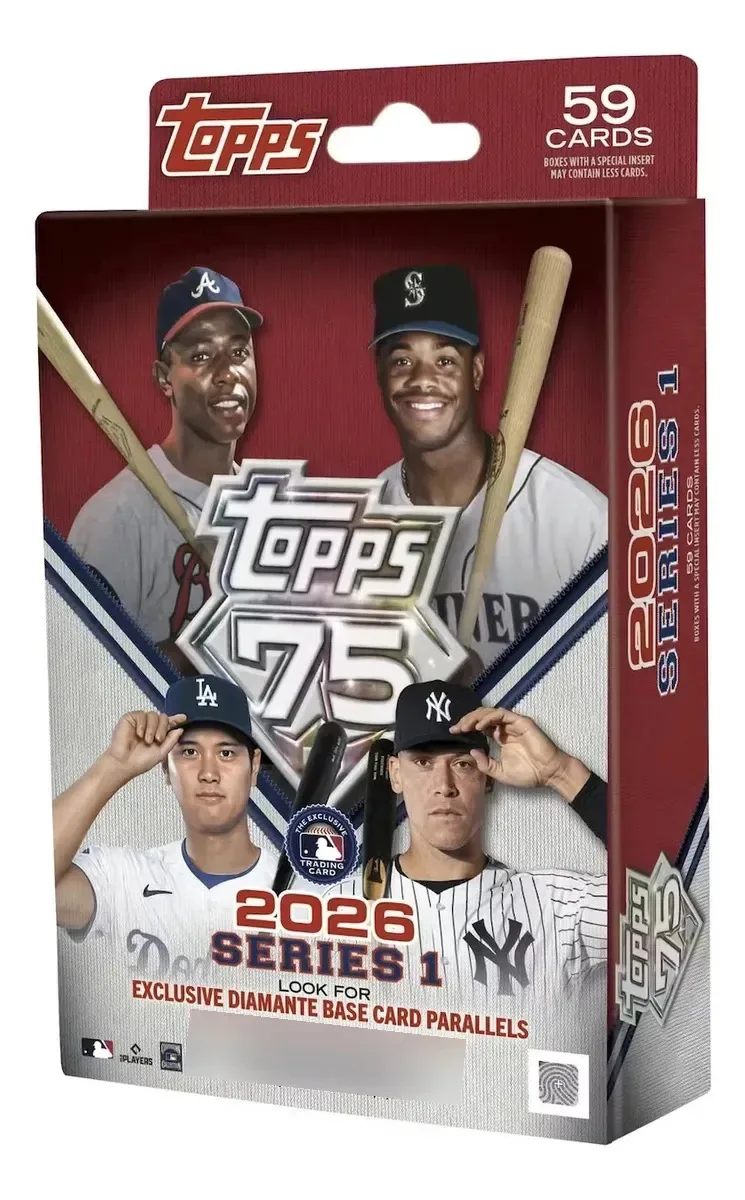 Pacote Topps 75 Series 1 2026 de 59 cartas colecionáveis Top Series 1 em inglês