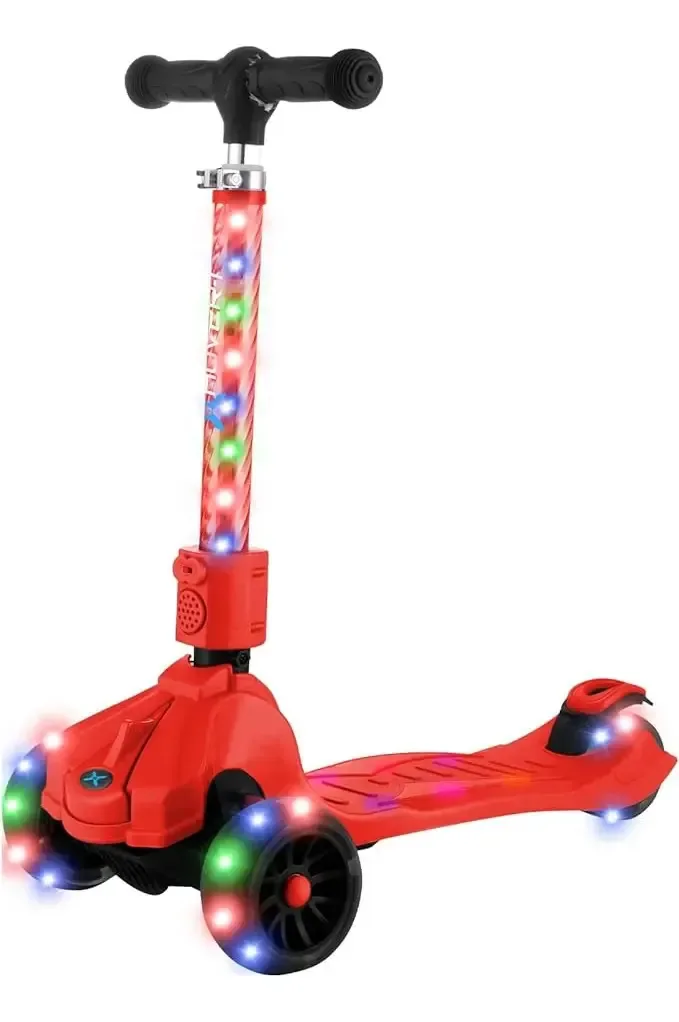 Scooter dobrável Hover-1 Vivid Patin +5 anos, 3 rodas e luzes, cor: vermelho ziggy