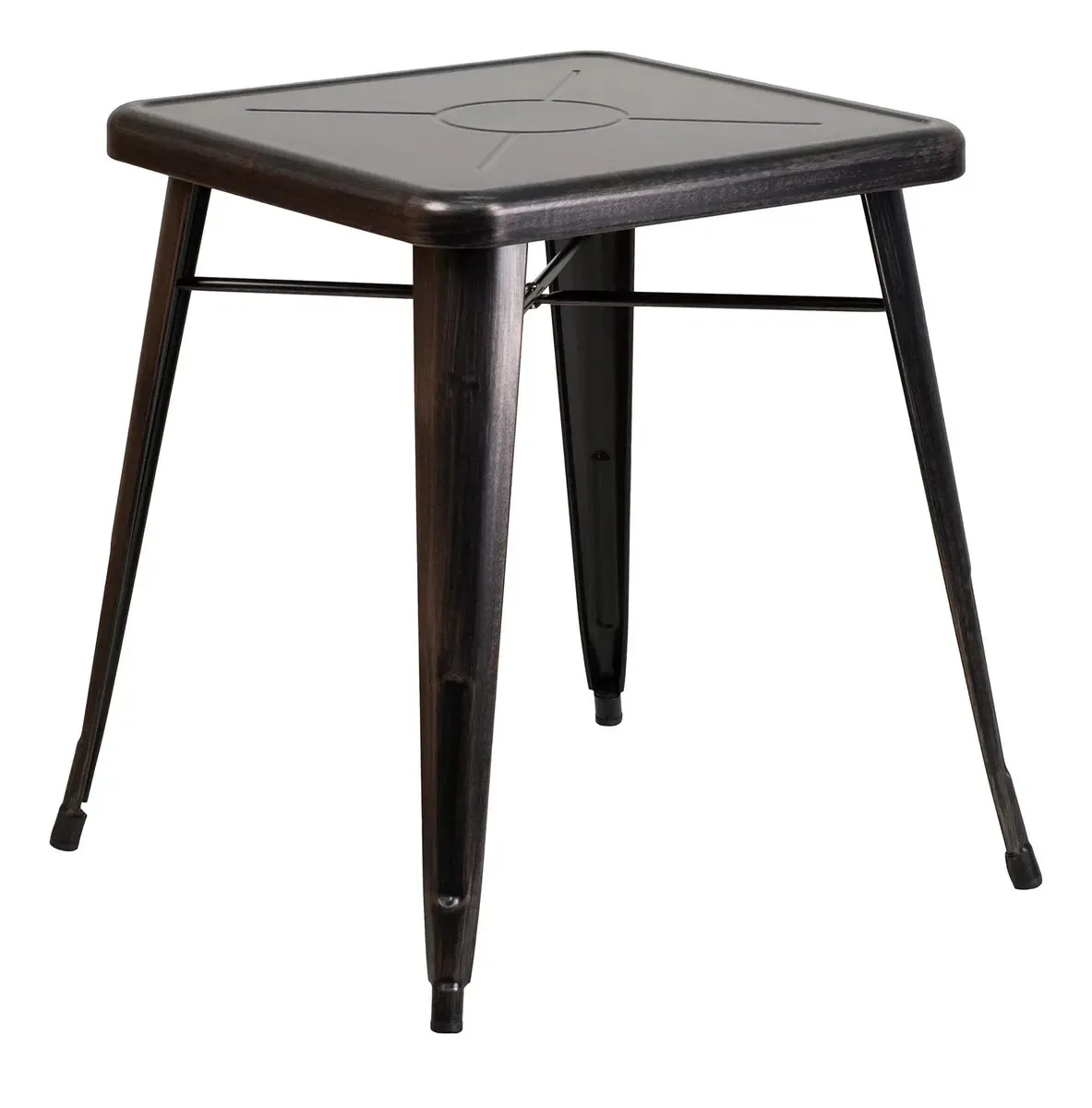Mesa quadrada de metal dourado antigo para interiores e ouro preto antigo
