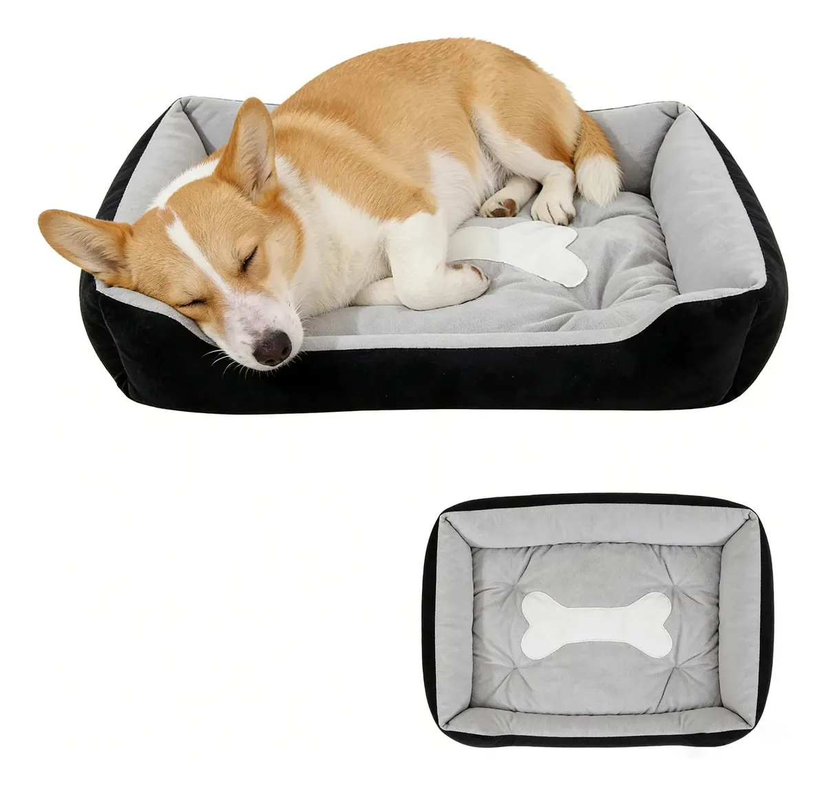 Cama para cães, colchões pequenos e médios para animais de estimação 60* 45 cm, cor preta