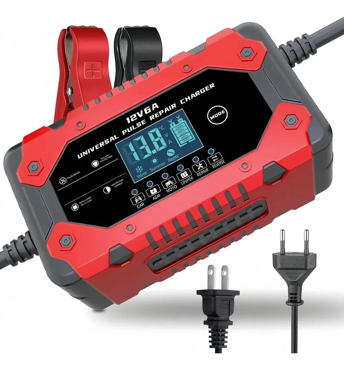 Carregador Hysmart 12V6A Carregador de bateria para carros e motocicletas