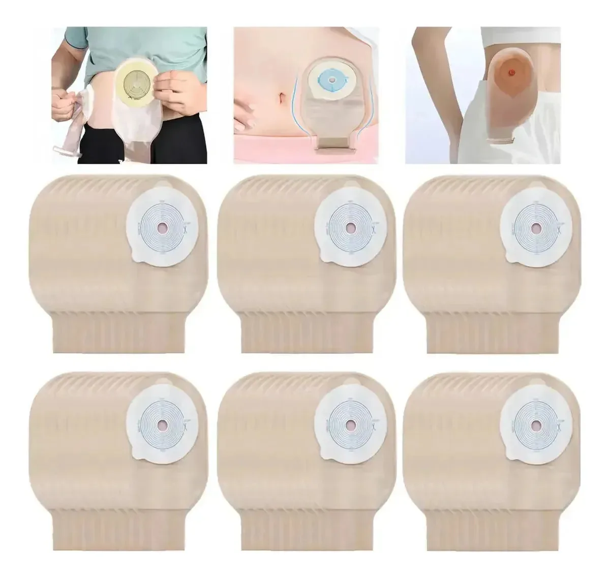60x Bolsa de colostomia, placa de anel de ostomia, gases antiodor