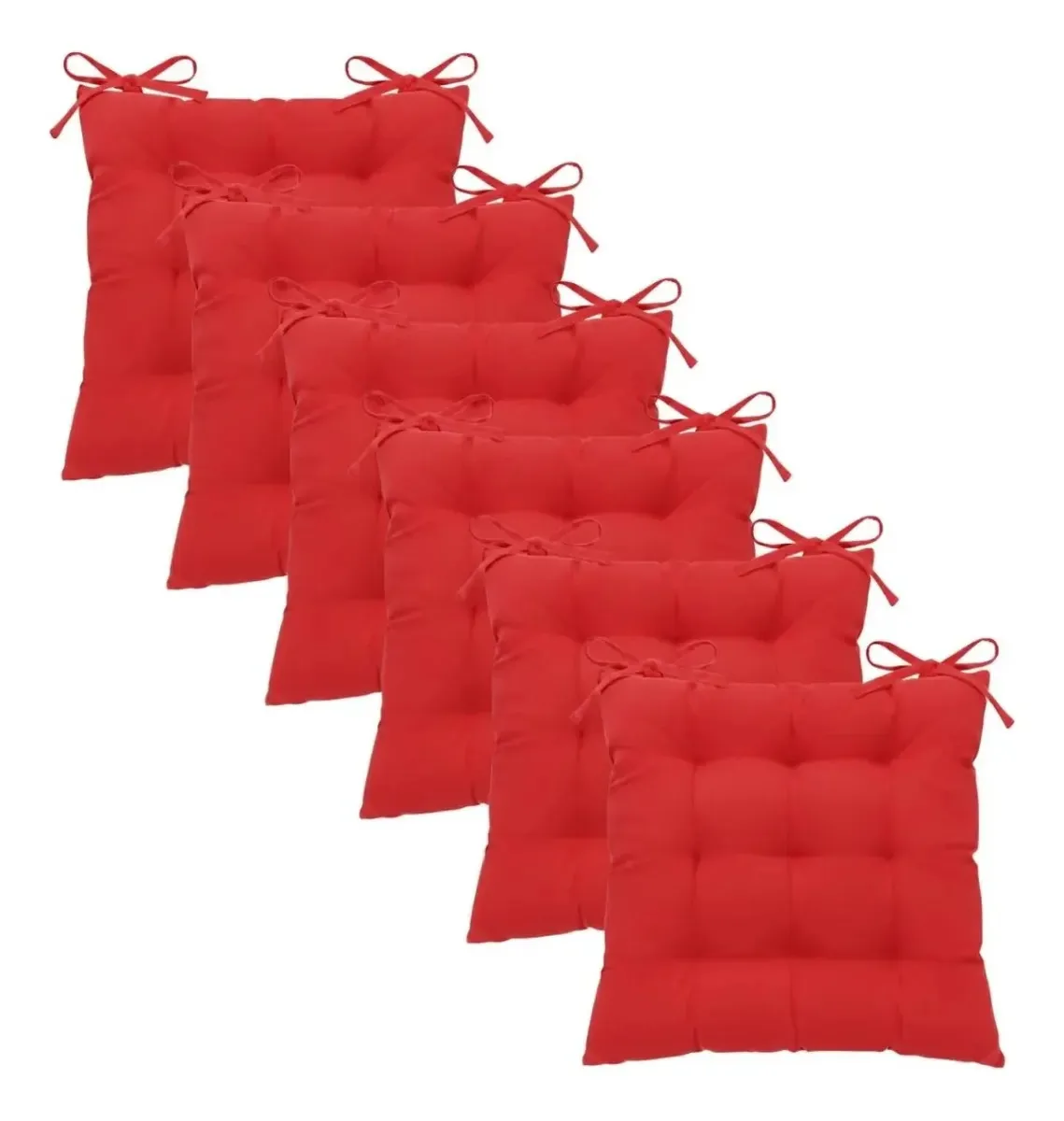 Jogo 6 Assentos Para Cadeira Tecido Oxford 40x40cm Futon Vermelho