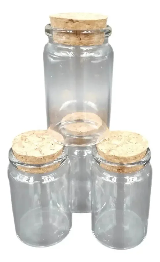 6 mini garrafas de vidro de cortiça 3,7x6cm
