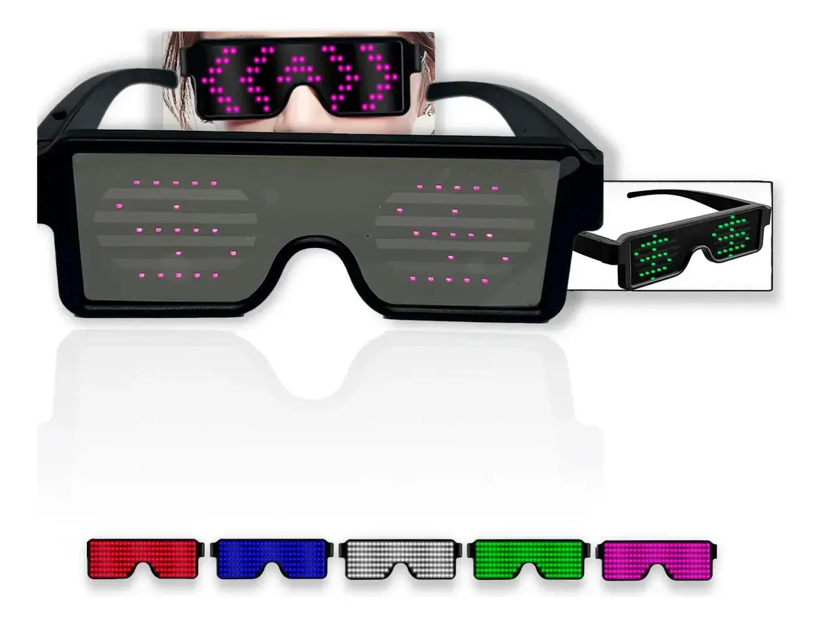 Oculos Led Usb Casamento Festa Recarregavel 8 Efeitos Rave Cor Branco