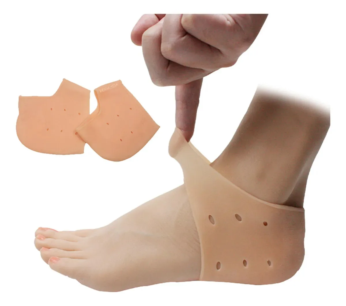 Par de protetores de calcanhar de silicone hidratantes não deformáveis Color Nude