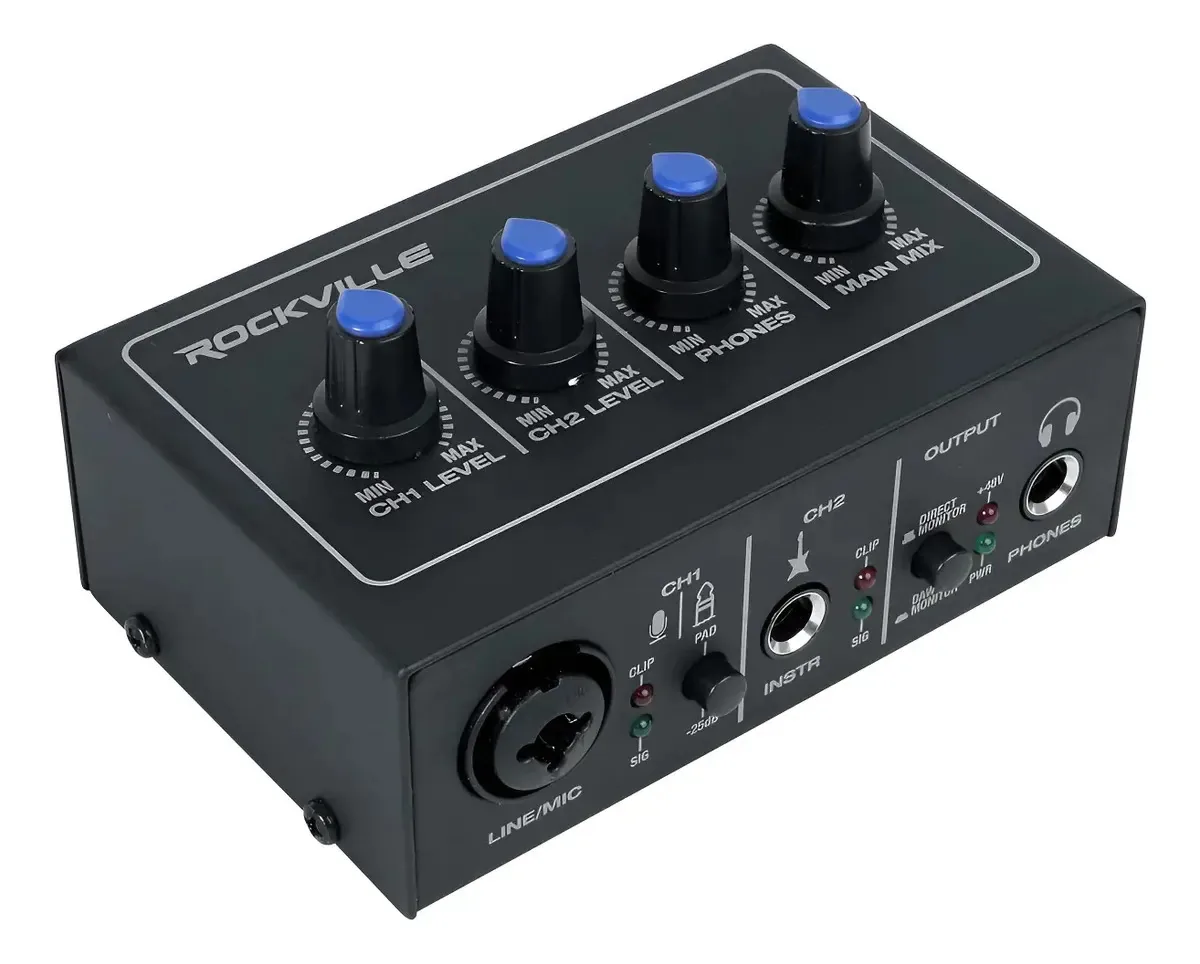 Interface de gravação USB 2x2 de 24 bits e 192 kHz para estúdio