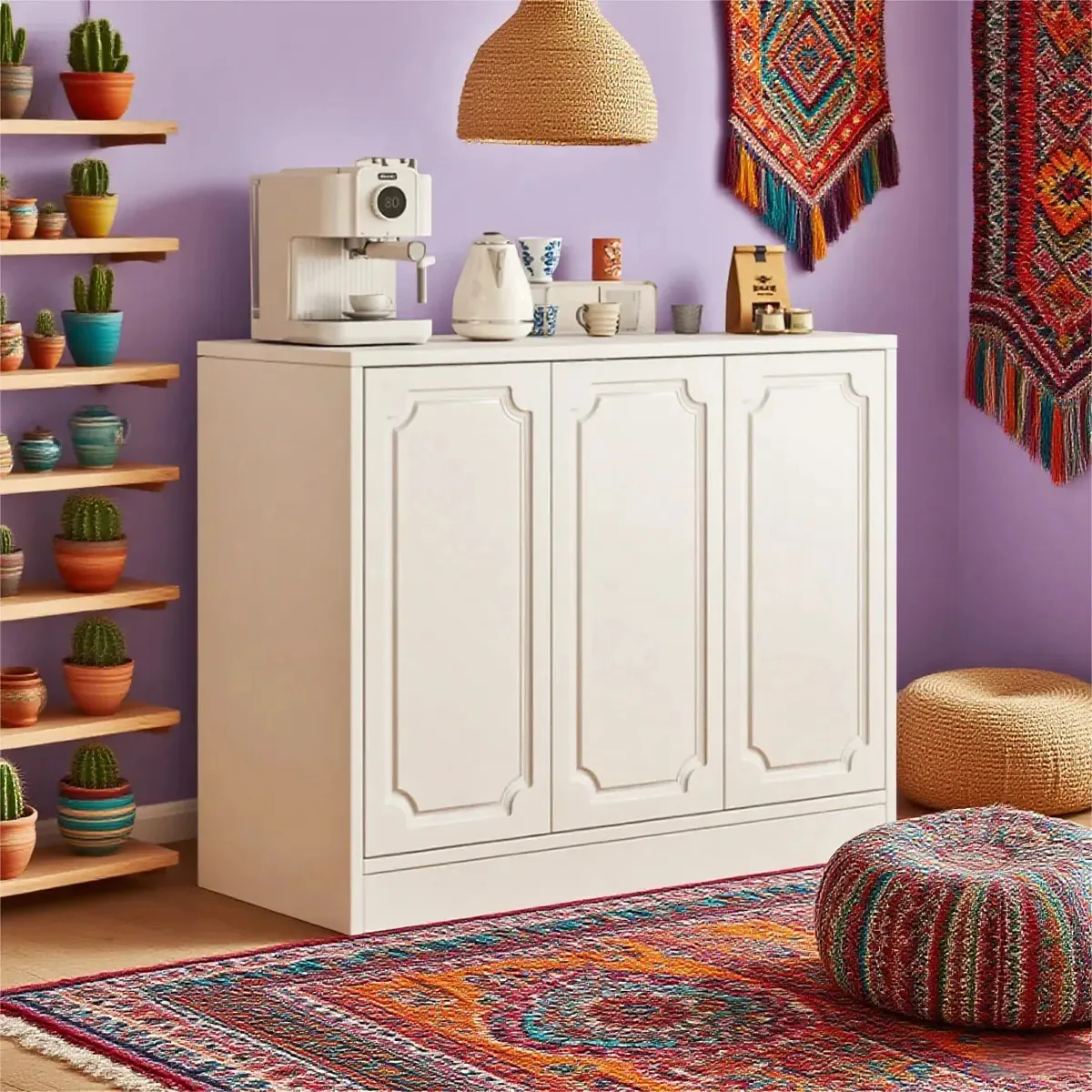 Mobiliário organizador de cozinha minimalista moderno, 90 cm, branco