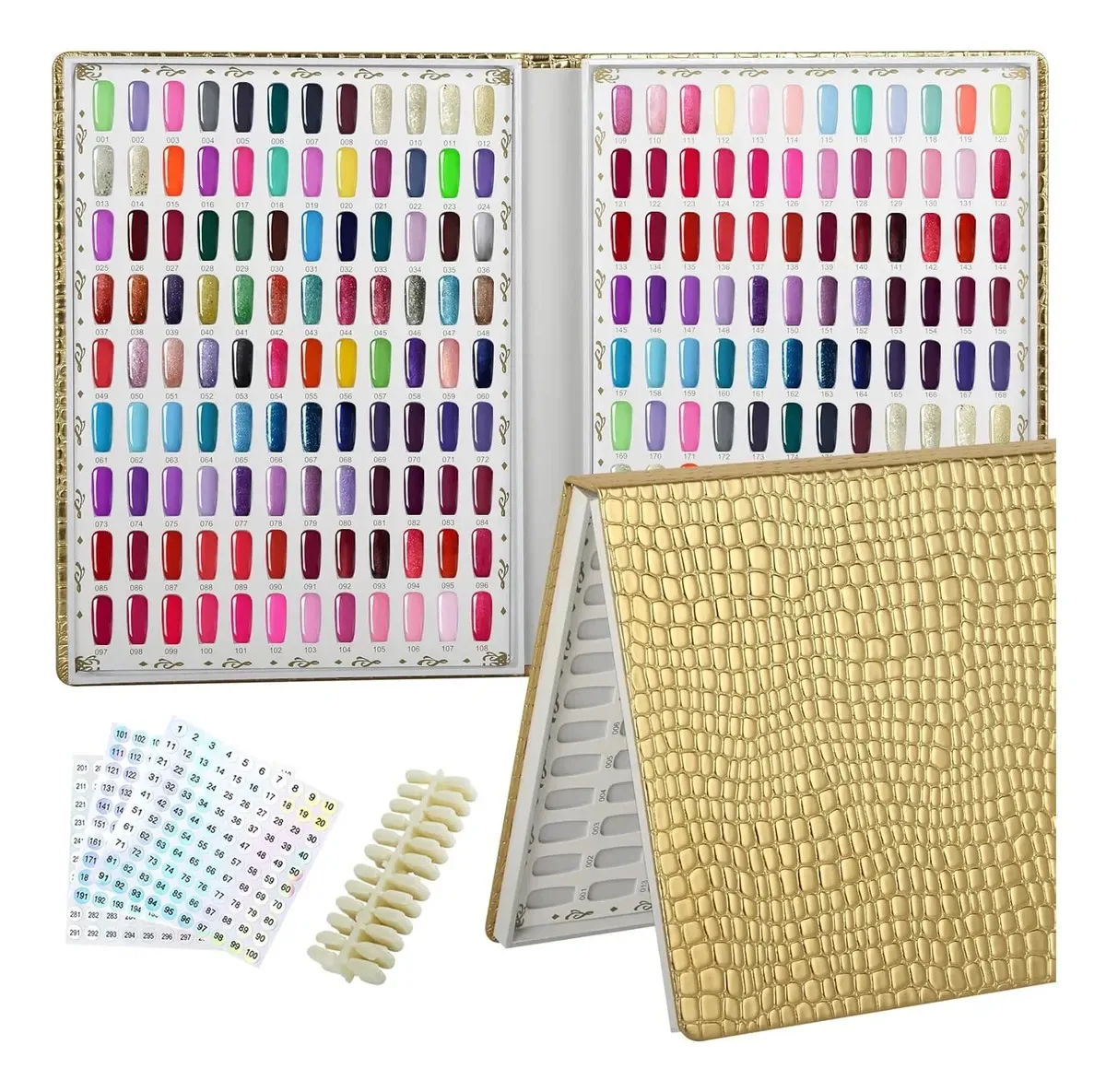 Conjunto de amostras de livros de unhas 120 espaços gelicos decorados +240 com cor dourada