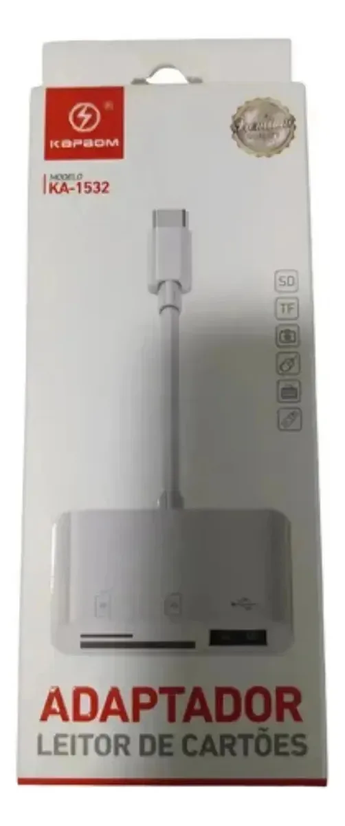 Adaptador Kapbom 3 Em 1 Tipo C / Usb / Tf / Sd Leitor Cartão