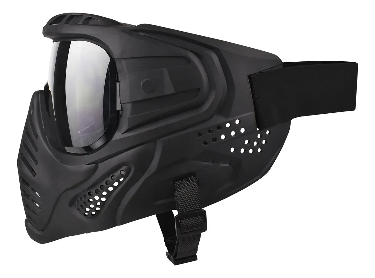 Máscara Facial de Paintball e Airsoft com Lente Cinza Antiembaçante