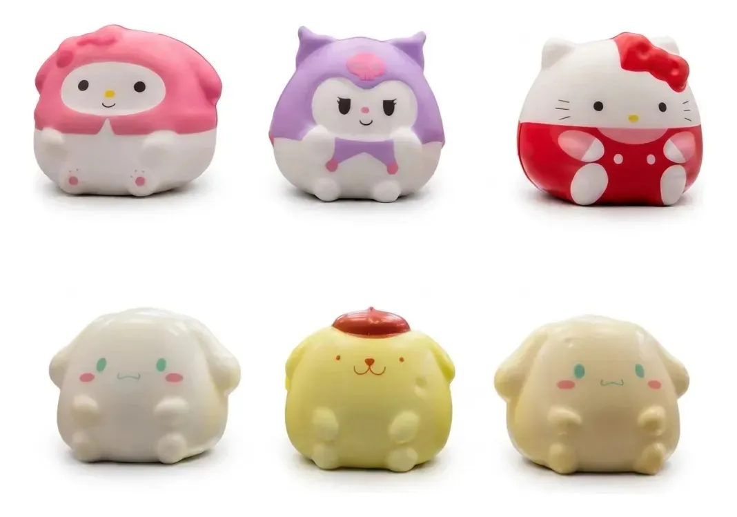 Conjunto de brinquedos antiestresse Sanrio Kawaii Squishy por atacado x conjunto de 4 peças x 4 peças aleatórias
