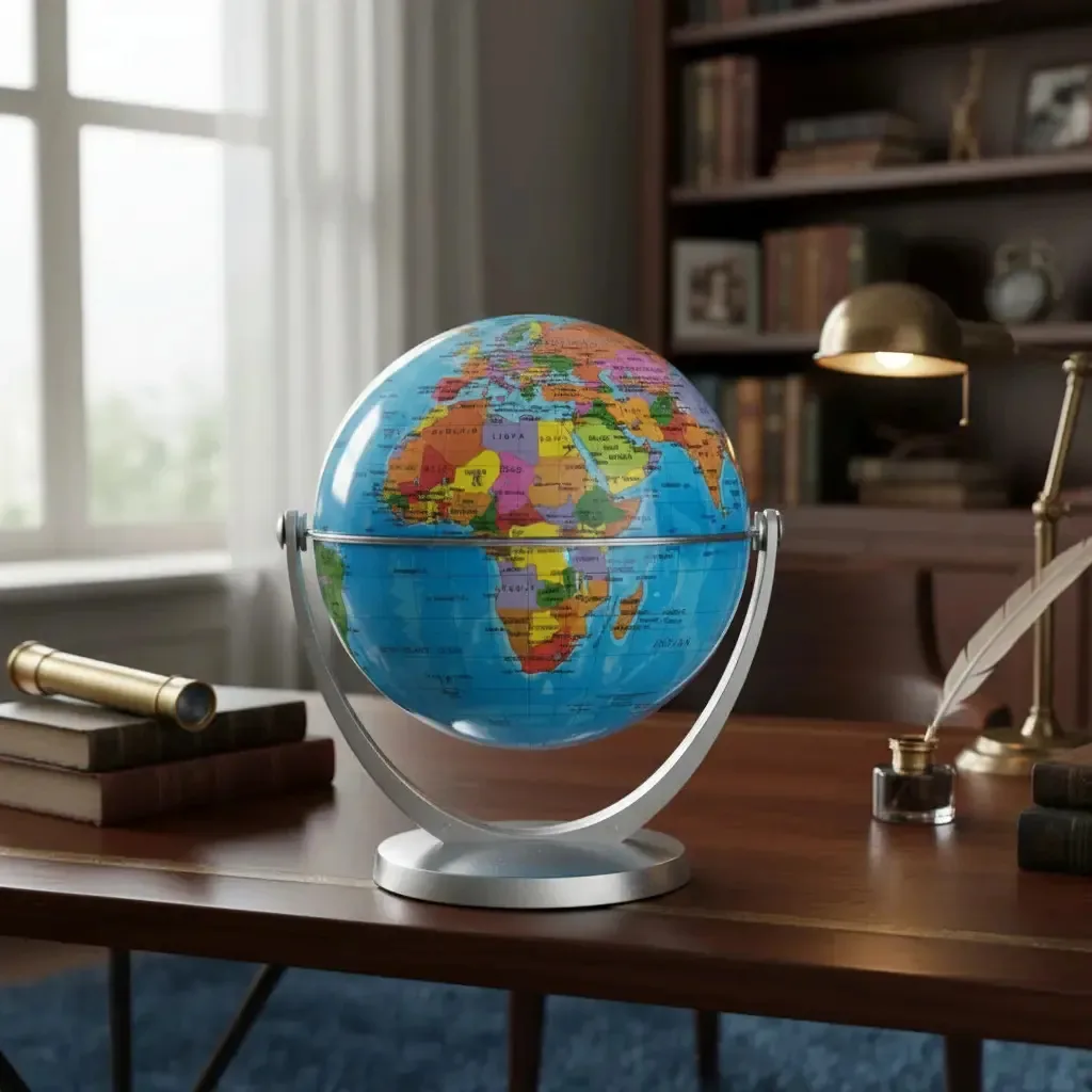 Globo Terrestre Giratório 360° De Mesa Sala E Escritório Base Azul Globo Azul