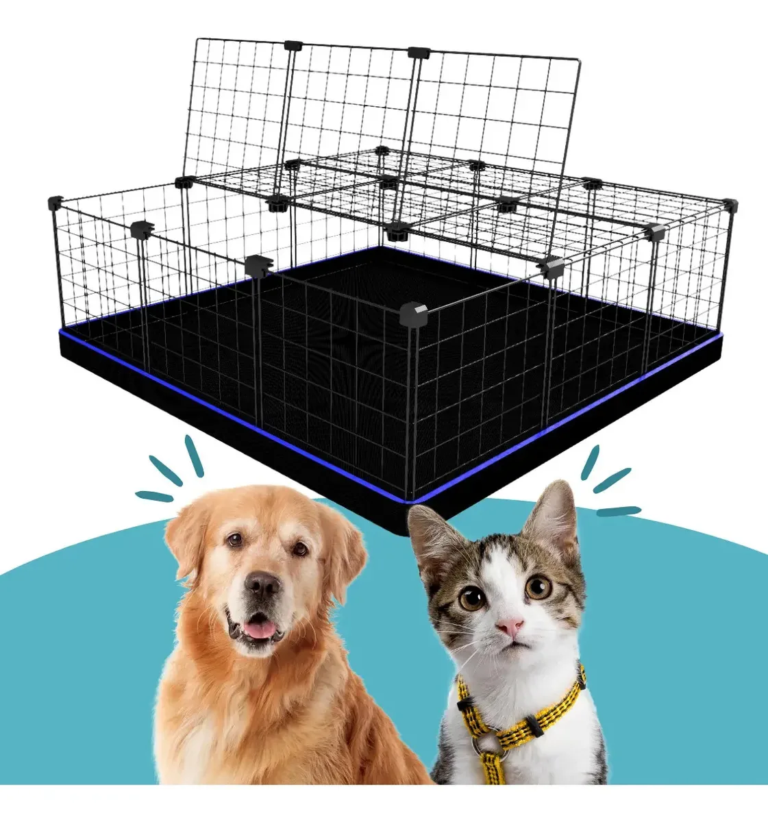 Cercadinho Aramado Para Pet Doméstico 120x120 Cor Preto-Azul