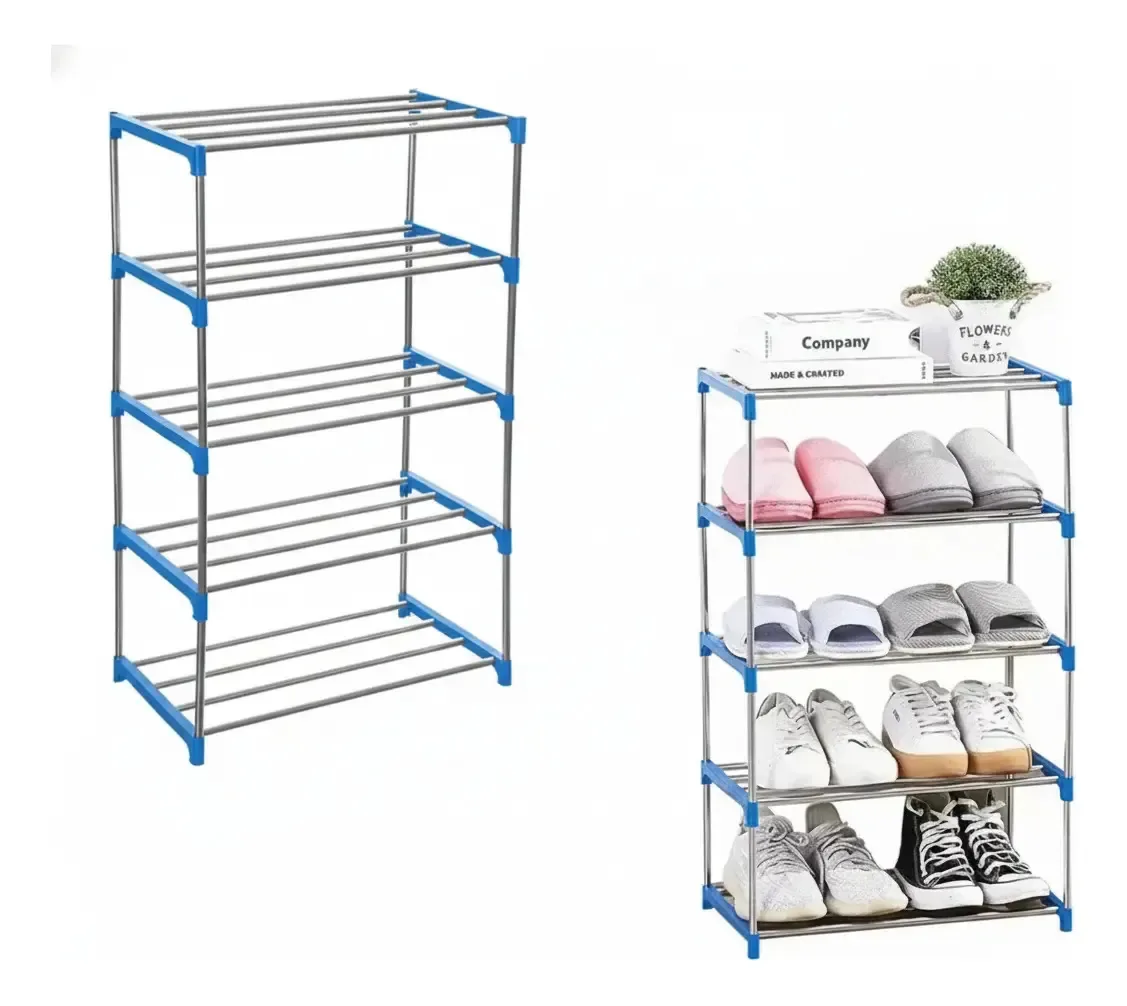 Organizador de sapatos de 5 camadas para armazenamento de móveis, cor azul